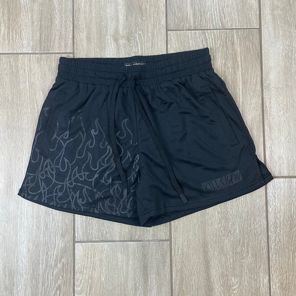 Kill Crew Muay Thai Flame Shorts Mens S Blackout 4in Inseam NWT